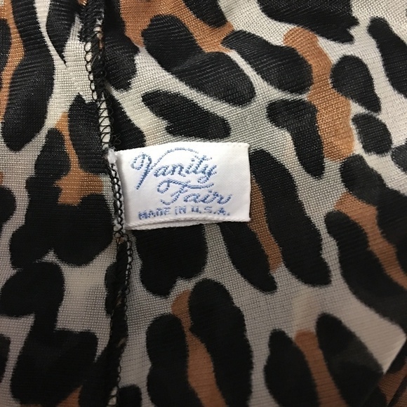 VINTAGE 60s Vanity Fair Sheer Leopard Chiffon Slip Buttons - Picture 8 of 12
